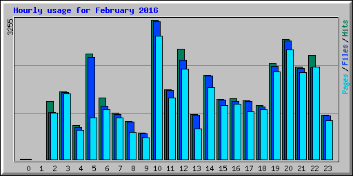 Hourly usage for February 2016